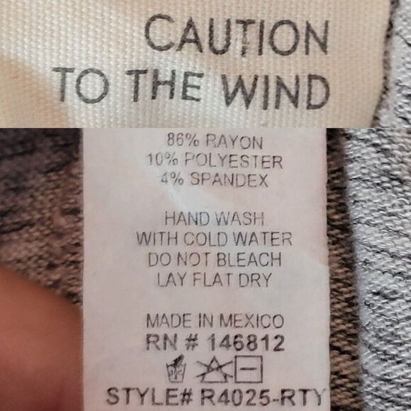 Caution To The Wind Gray Long Sleeve Cardigan S Open Waterfall Space Dye Light - Picture 3 of 9